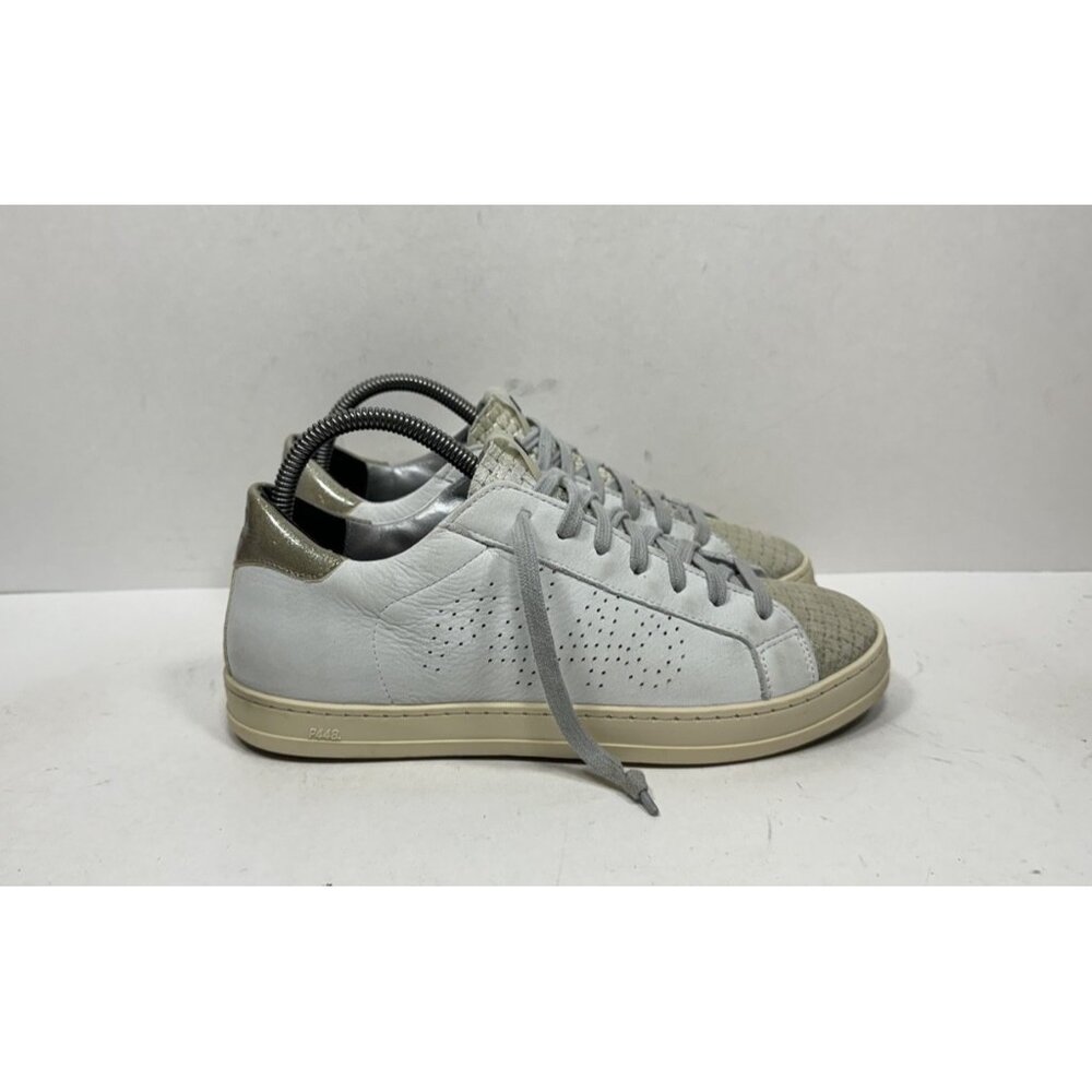 P448 John Kale Bia White Leather Lace Up‎ Casual Sneakers Womens Size 9 / 39
